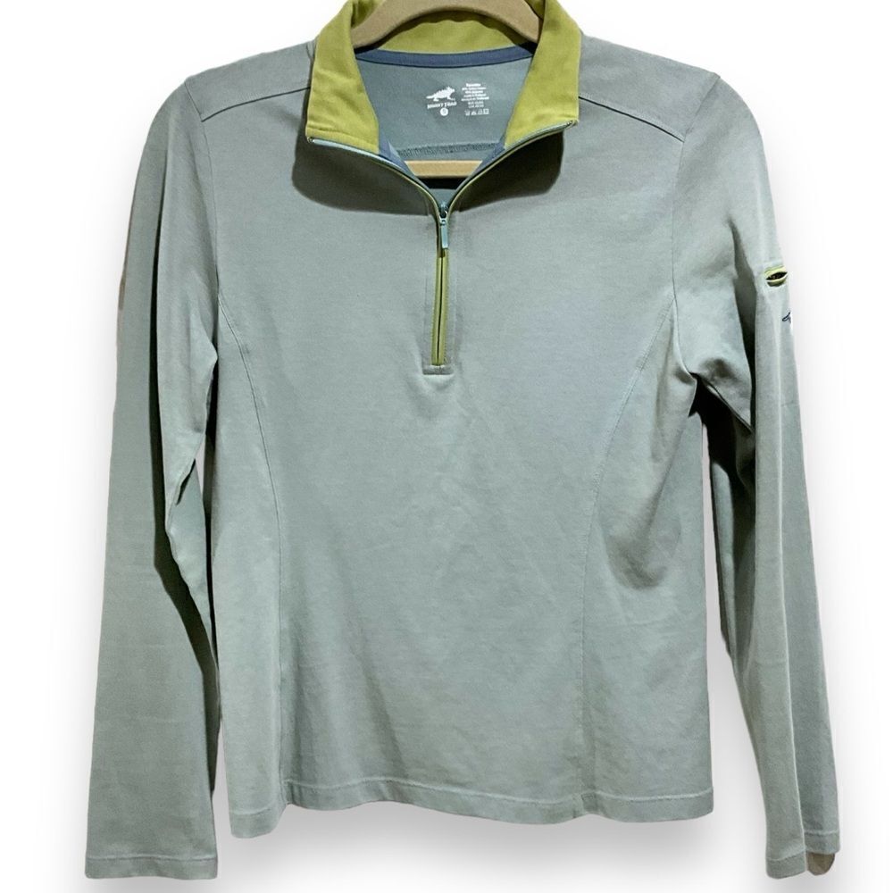 HORNY TOAD Dynolite Quarter Zip Pullover Base Layer Top Blue Green Size S